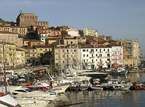 Porto S. Stefano with the Fortezza Spagnola in the background, Monte Argentario.