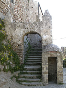 Entrance gate to the Rocca Aldobrandesca, Giglio Castello.