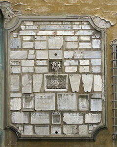 One of the lapidaries encapsulated in the outer wall of Palazzo Corsini al Prato, Florence.
