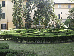 Parterre di bosso, giardino Corsi Annalena, Firenze.
