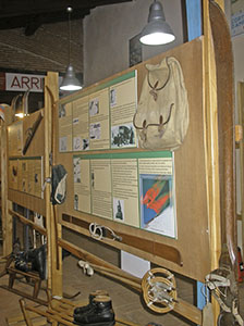 Educational panels with the history of the evolution of sciing equipment, Museo dello Sci, Stia.