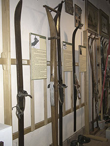 Skis from the first decades of the 20th century, Museo dello Sci, Stia.