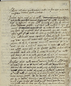 Autograph page of Galileo on motion (BNCF, Ms. Gal. 46, c. 108r).