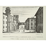 La Torre della Verga d'oro a Pisa vista dal lato della chiesa di San Nicola in un'incisione di Bartolomeo Polloni (Raccolta di 12 vedute della citta di Pisa, disegnate, incise ed illustrate da Bartolommeo Polloni, s.l., s.n., 1834).