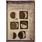 Autografo del Sidereus nuncius. La Luna disegnata da Galileo cos come gli appariva al telescopio  (BNCF, Ms. Gal. 48, c. 28r).