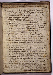 Resoconto autografo di alcune osservazioni di Giove che Galileo effettu a partire dal 7 gennaio 1610 (BNCF, Ms. Gal. 48, c. 30r).