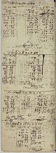 Autograph studies and calculations used in constructing the Jovilabe (BNCF, Ms. Gal. 49, c. 25v).