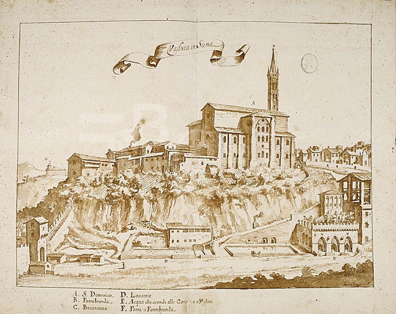 Veduta di Siena, sec. XVII (da Citt e castelli del senese, BNCF, Ms. Pal. C.B.4.80, str. 1422 - [G.F. 166], tav. 2).