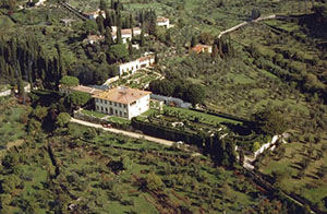 Aerial view of Villa Gamberaia, Florence.