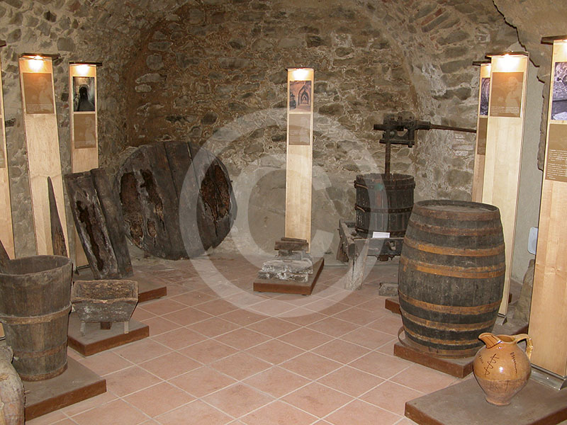 A panoramic view of the implements used for wine-making found in the Museo della Vite e del Vino of Scansano.