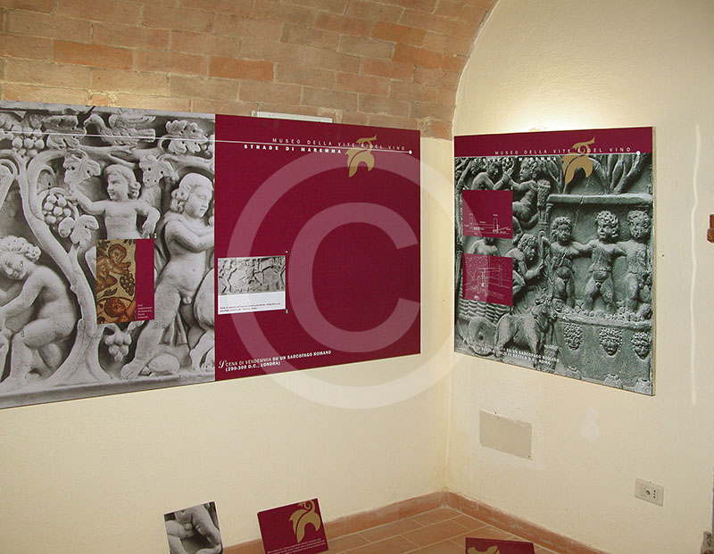 Educational panels with iconographic documentation on wine production in antiquity, Museo della Vite e del Vino, Scansano.