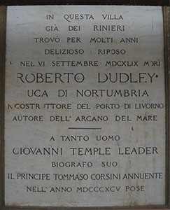 Inscription  on the facade of Villa Corsini a Castello, Firenze.