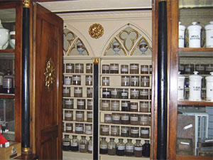 Pharmaceutical jars in the Pharmacy Clementi, Fivizzano.