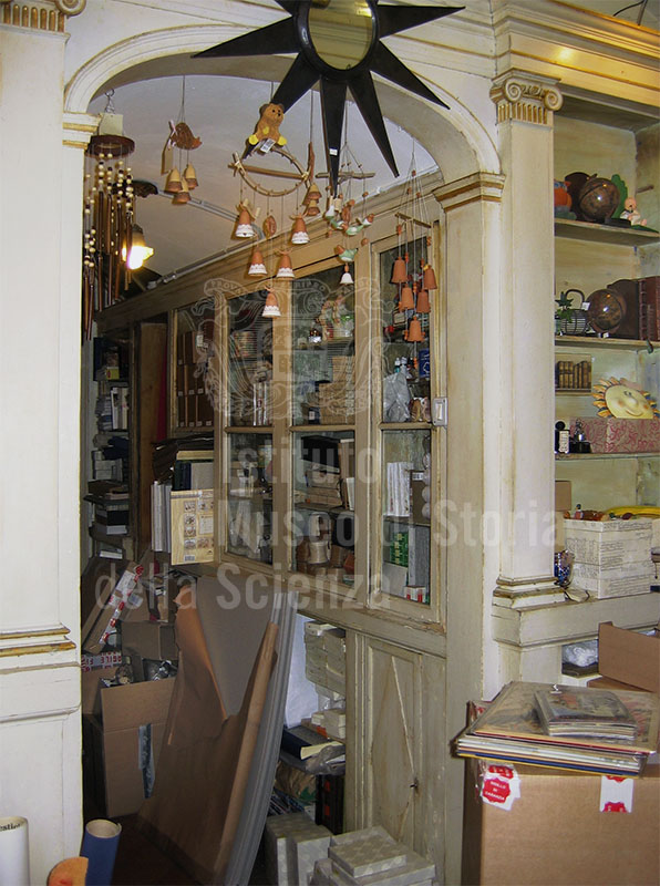 Nineteenth-century furnishings in the Pharmacy Cepellini, now occupied by an artisan's bookbinding establishment, Pontremoli.
