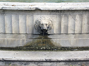 Detail of the fountain by Lorenzo Nottolini in Piazza del Duomo, Lucca.