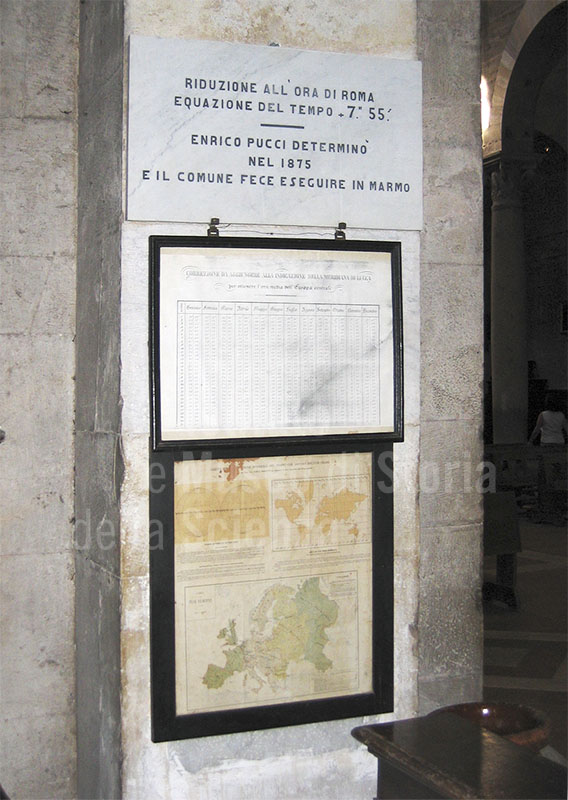 Educational display concerning the sundial of the Church of Santa Maria Forisportam, Lucca.
