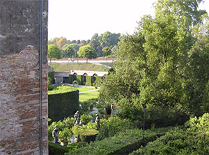 View of the garden of Palazzo Controni Pfanner from Palazzo Lucchesini, Lucca.
