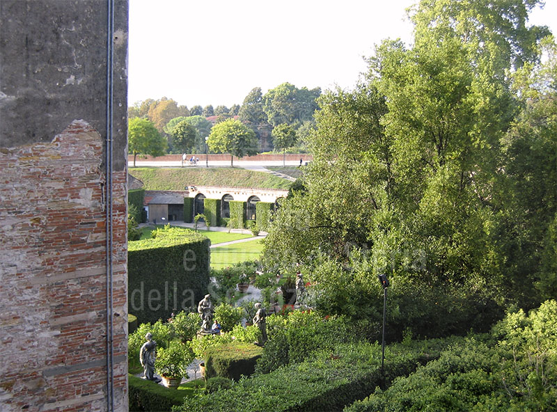 Vista sul giardino di Palazzo Controni Pfanner da Palazzo Lucchesini, Lucca.