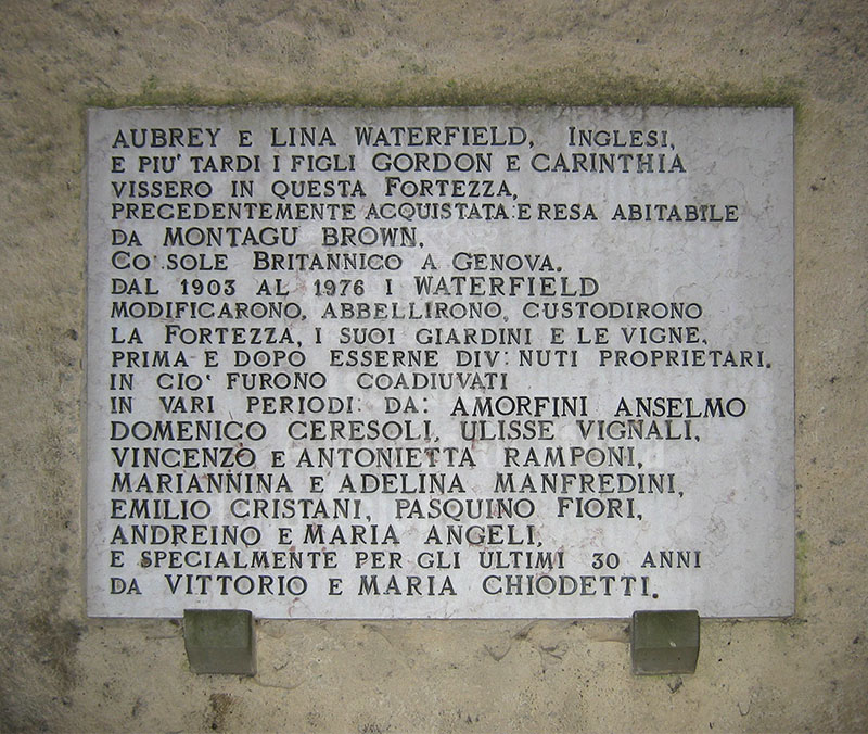 Commemorative stone, Fortress of Brunella, seat of the Lunigiana Natural History Museum, Aulla.