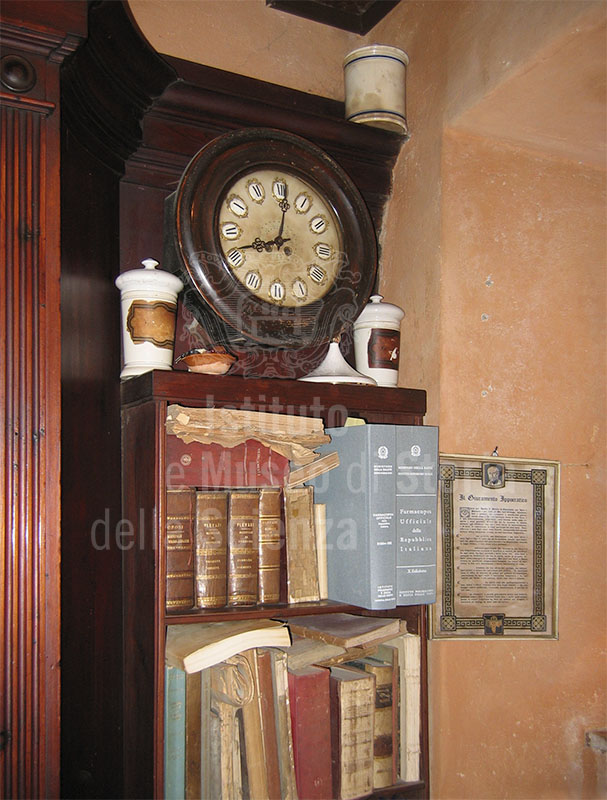 Antique volumes in the Pharmacy La Fenice, Seravazza.