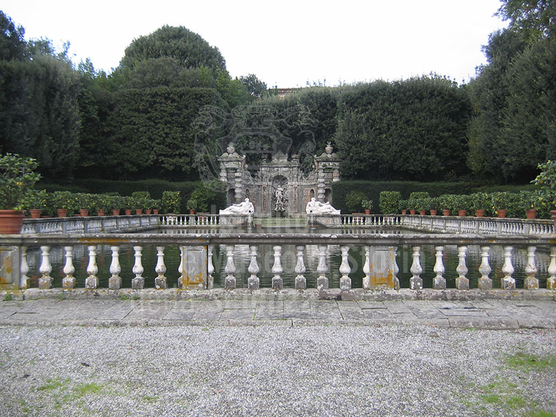 Fish-pond in the garden of Villa Reale di Marlia, Capannori.