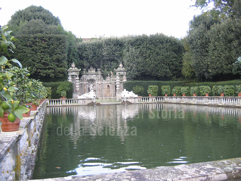 Fish-pond in the garden of Villa Reale di Marlia, Capannori.
