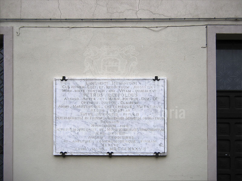 Inscription on the ancient Hospital of the Misericordia, Grosseto.