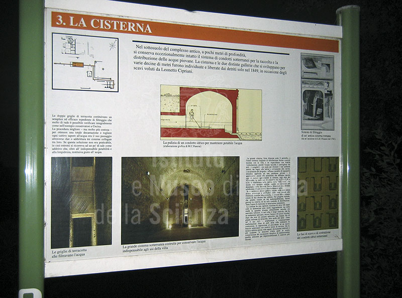 Descriptive panel for the Cistern at the Villa Romana di San Vincenzino, Cecina.
