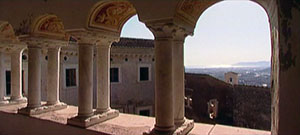 Detail of the portico of Malaspina Castle, Massa.