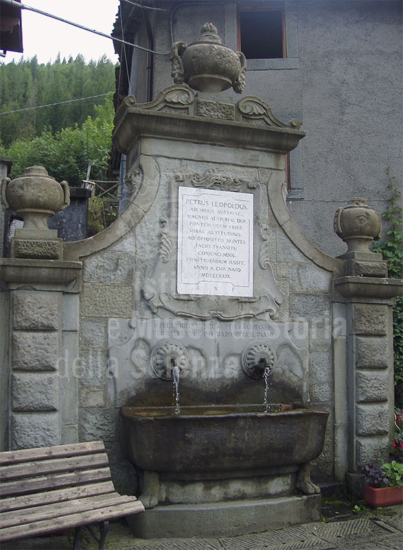 Fountain in the vicinity of the Bridge by Leonardo Ximenes on the Sestaione stream, Casotti Ponte Sestaione, Cutigliano.