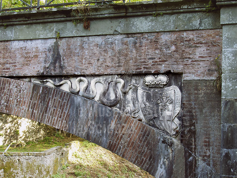 Detail of the bridge at the Demidoff Hospital, Bagni di Lucca.