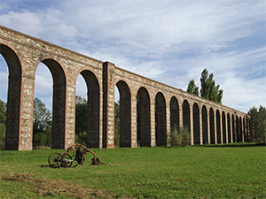Arches of the Nottolini Aqueduct in the countryside of Lucca, Lucca.