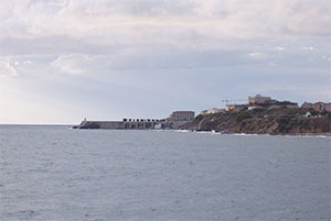 View from the sea of Palazzo Appiani, seat of the Museum of the Sea, Piombino.