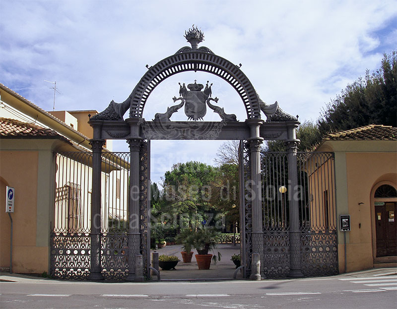 Gate of wrought and cast iron, designed by Alessandro Manetti and Carlo Reishammer (1840 ca.) at the entrance of the former ILVA Ironworks Complex, Follonica.