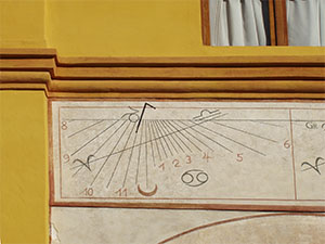 Sundial in the cloister of the monumental church of San Francesco d'Assisi, Barga.