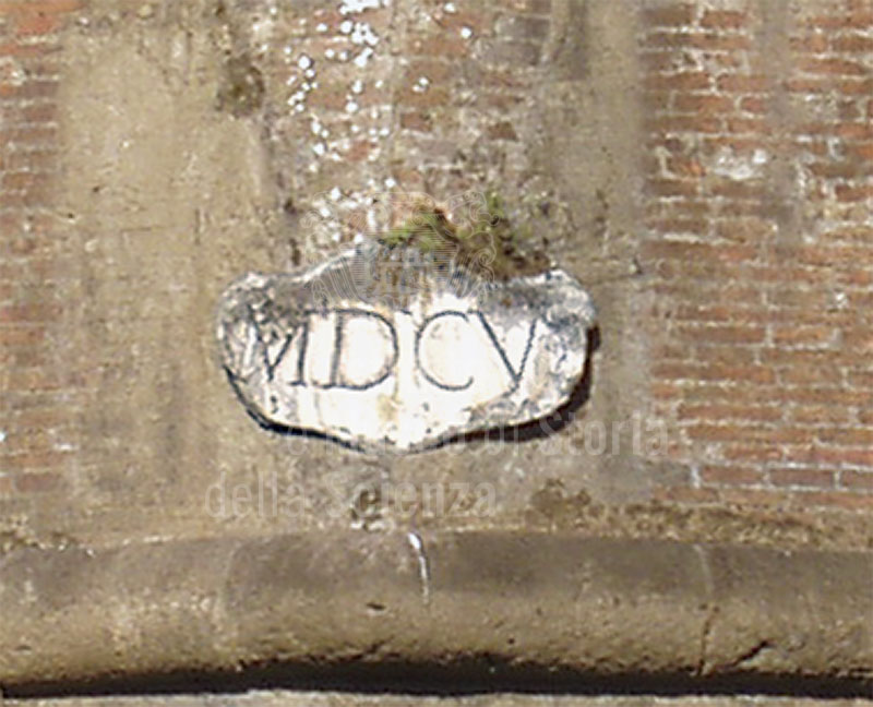 Walls of Lucca: detail of the date on the Baluardo San Regolo.