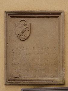 Memorial stone on the House of Petrarch, Arezzo.
