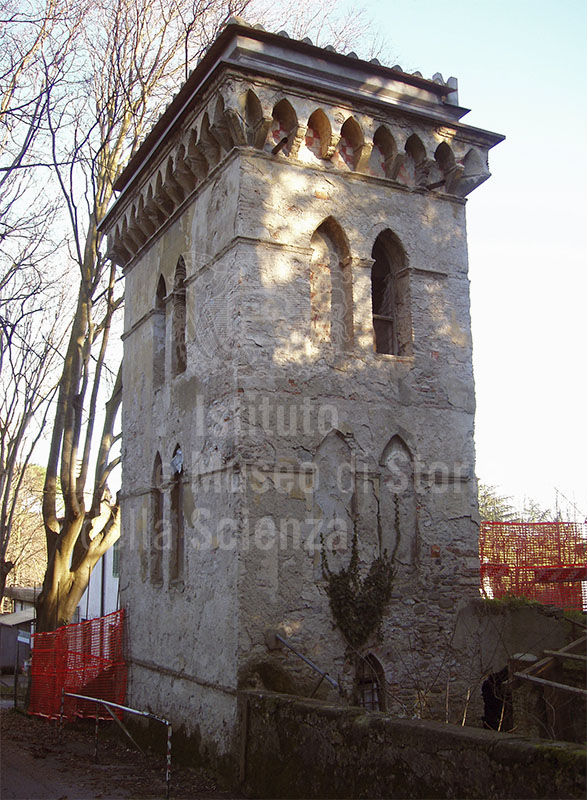 Neo-Gothic tower, garden of Villa Puccini, Pistoia.