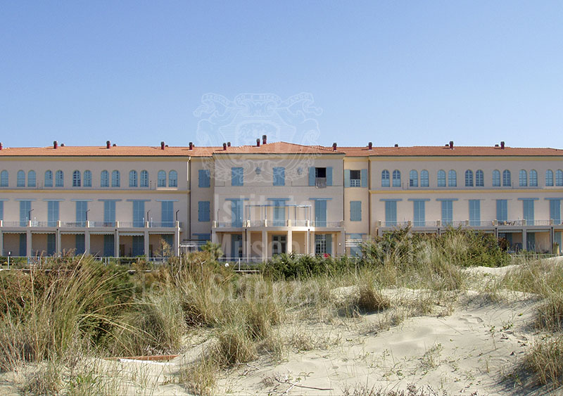 View of the sea-front faade of the main building, Ex Colonia Marina Principi di Piemonte, Calambrone, Pisa.