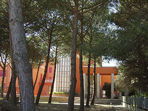View of the entrance from Viale del Tirreno, Ex Colonia Marina Rosa Maltoni Mussolini, Calambrone, Pisa.