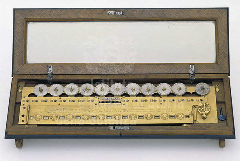 Macchina calcolatrice, Henri Sutton e Samuel Knibb, 1664, Londra, Collezioni medicee, Istituto e Museo di Storia della Scienza (inv. 679), Firenze.