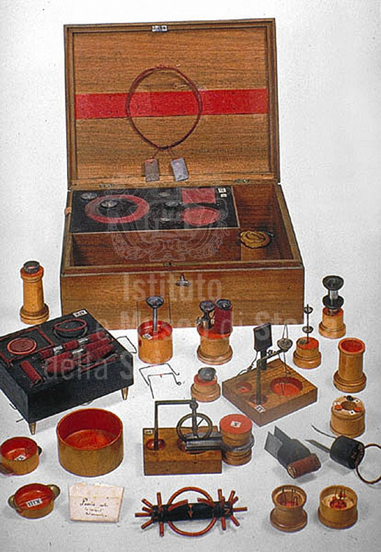 Nobile's electromagnetic kit to demonstrate the electromagnetic properties of currents, 1833 ca., Lorraine Collections, Institute and Museum of the History of Science (inv. 1553), Florence.