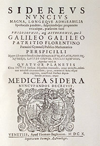 Galileo Galilei, Frontepizio del Sidereus Nuncius.