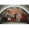 "Alessandro Volta presenta l'esperimento della pila di Volta a Napoleone" affresco di Gaspero Martellini su cartone di Nicola Cianfanelli, Tribuna di Galileo, Firenze.