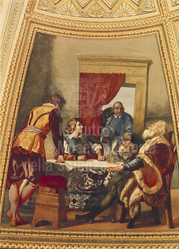 "Galileo vecchio con i discepoli", affresco di Luigi Sabatelli, Tribuna di Galileo, Firenze.