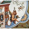 Scena allegorica affrescata raffigurante un puttino con strumenti alchemici, Palazzo Pitti, Museo degli Argenti, Firenze.