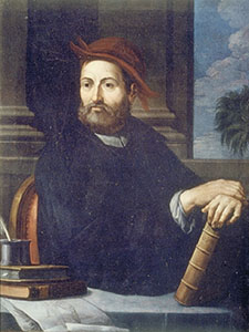 Portrait of Andrea Cesalpino. Oil on canvas by A. Battista Ricci, 16th cent. (Universit di Pisa, Rettorato).