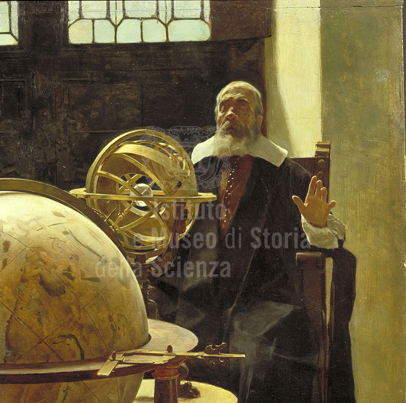Galileo Galilei gone blind. Detail of a painting portraying him with Vincenzo Viviani. Oil on canvas by Tito Lessi, 1892 (Istituto e Museo di Storia della Scienza, Firenze).
