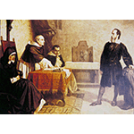 Galileo Galilei davanti al Tribunale dell'Inquisizione. Olio su tela di Cristiano Banti, 1857 (Collezione Elena Fragni, Milano).