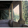Veduta della villa "Il Gioiello" ad Arcetri, Firenze. Scorcio della loggia.